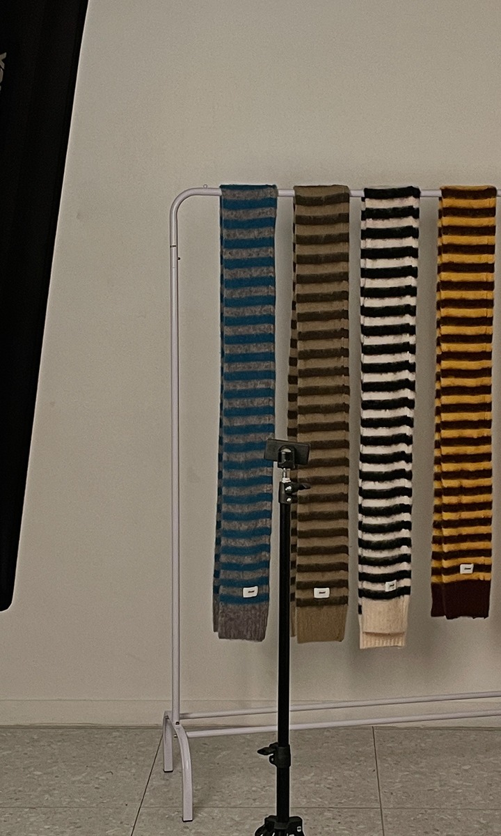 (Sale) Wool/Alphaca stripe a.a muffler 4color